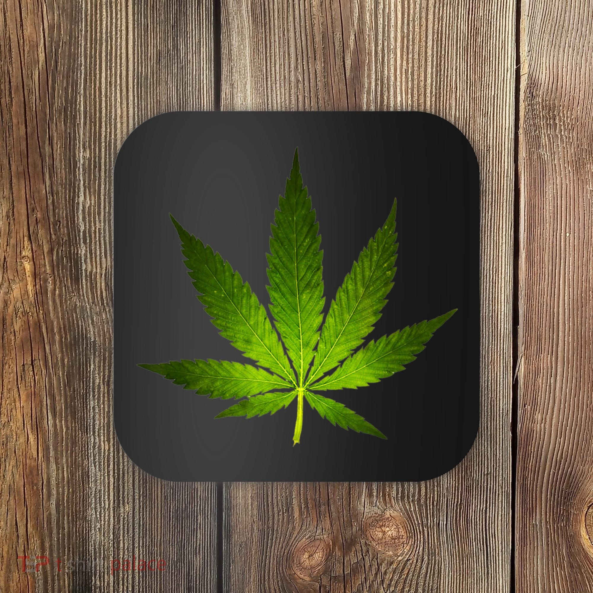 Majestic Weed Cannabis Plant Leaf Silhouette Coaster