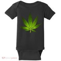 Majestic Weed Cannabis Plant Leaf Silhouette Baby Bodysuit thumb 0
