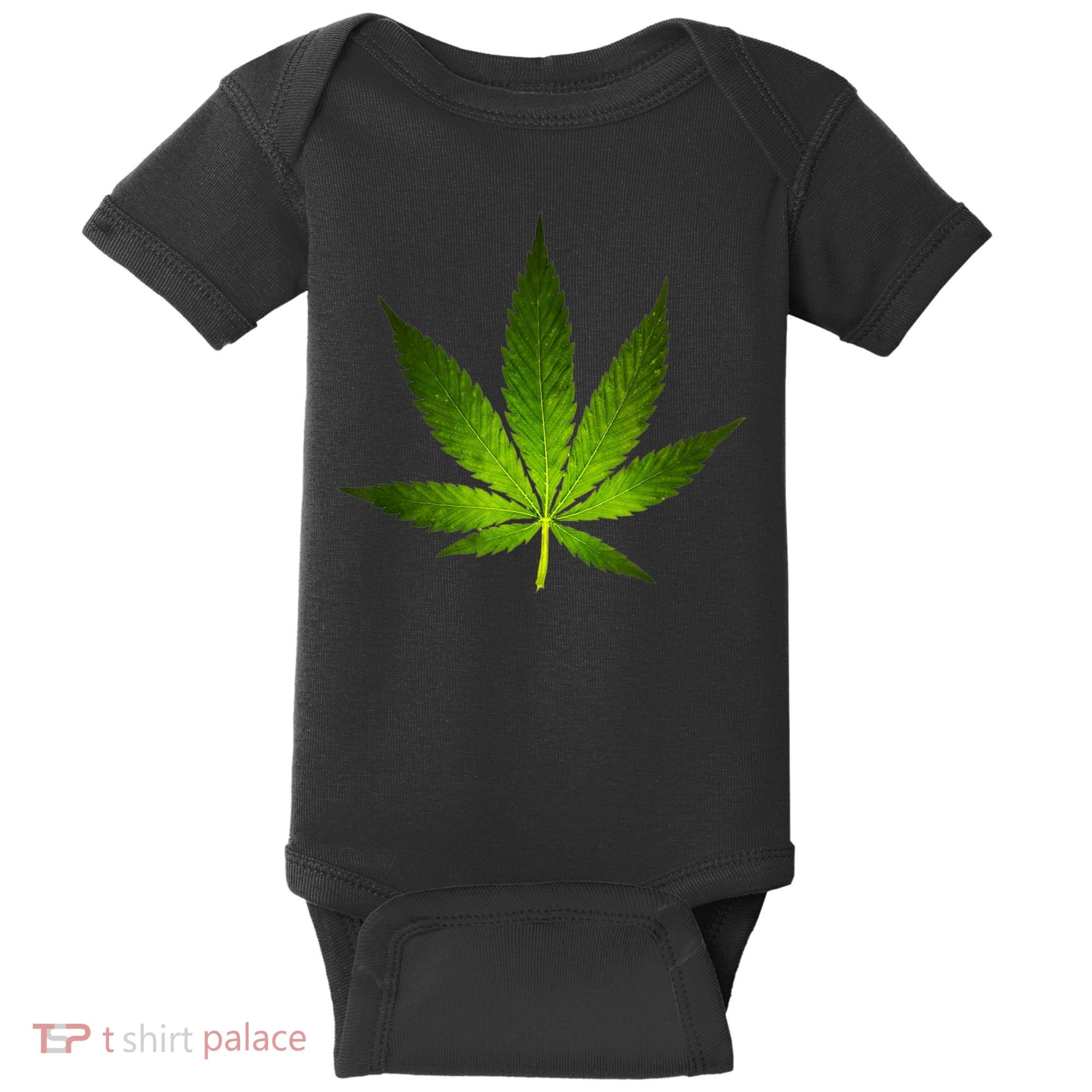 Majestic Weed Cannabis Plant Leaf Silhouette Baby Bodysuit