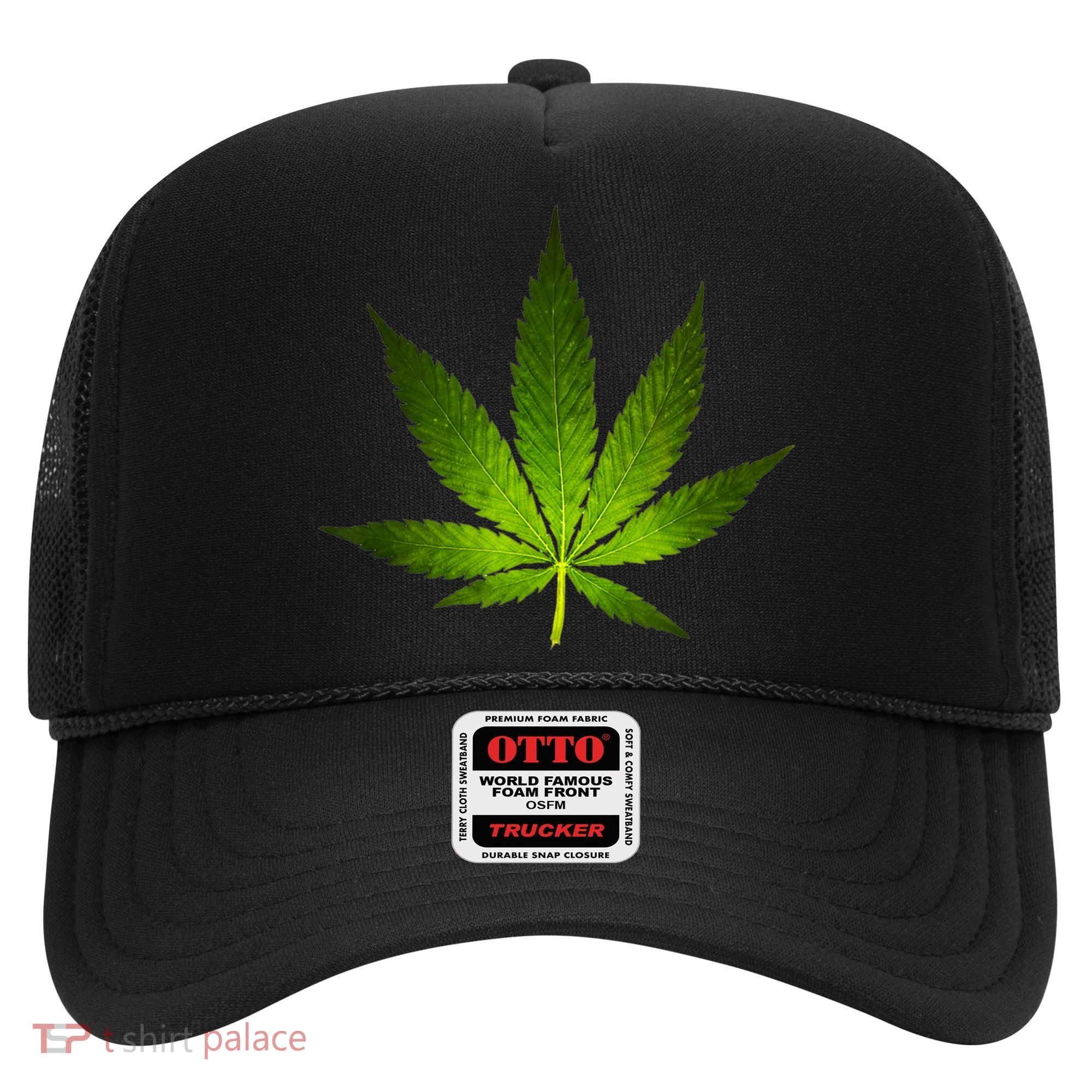 Majestic Weed Cannabis Plant Leaf Silhouette Hat