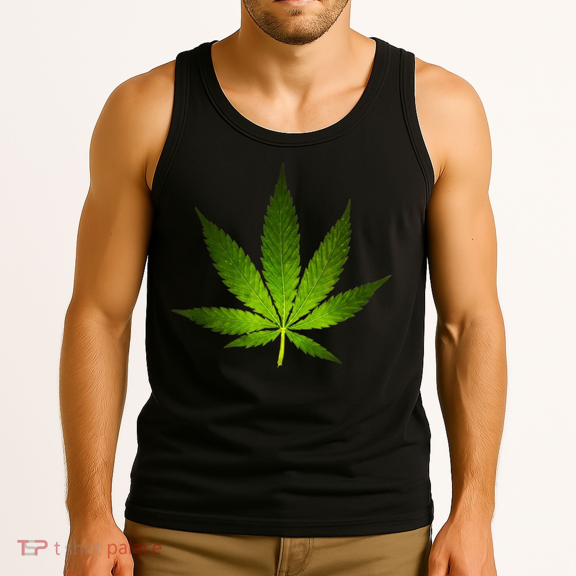 Majestic Weed Cannabis Plant Leaf Silhouette Tank Top