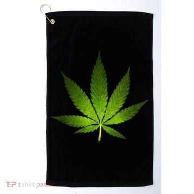 Majestic Weed Cannabis Plant Leaf Silhouette Golf Towel
