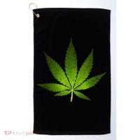 Majestic Weed Cannabis Plant Leaf Silhouette Golf Towel thumb 0
