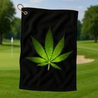 Majestic Weed Cannabis Plant Leaf Silhouette Golf Towel thumb 1