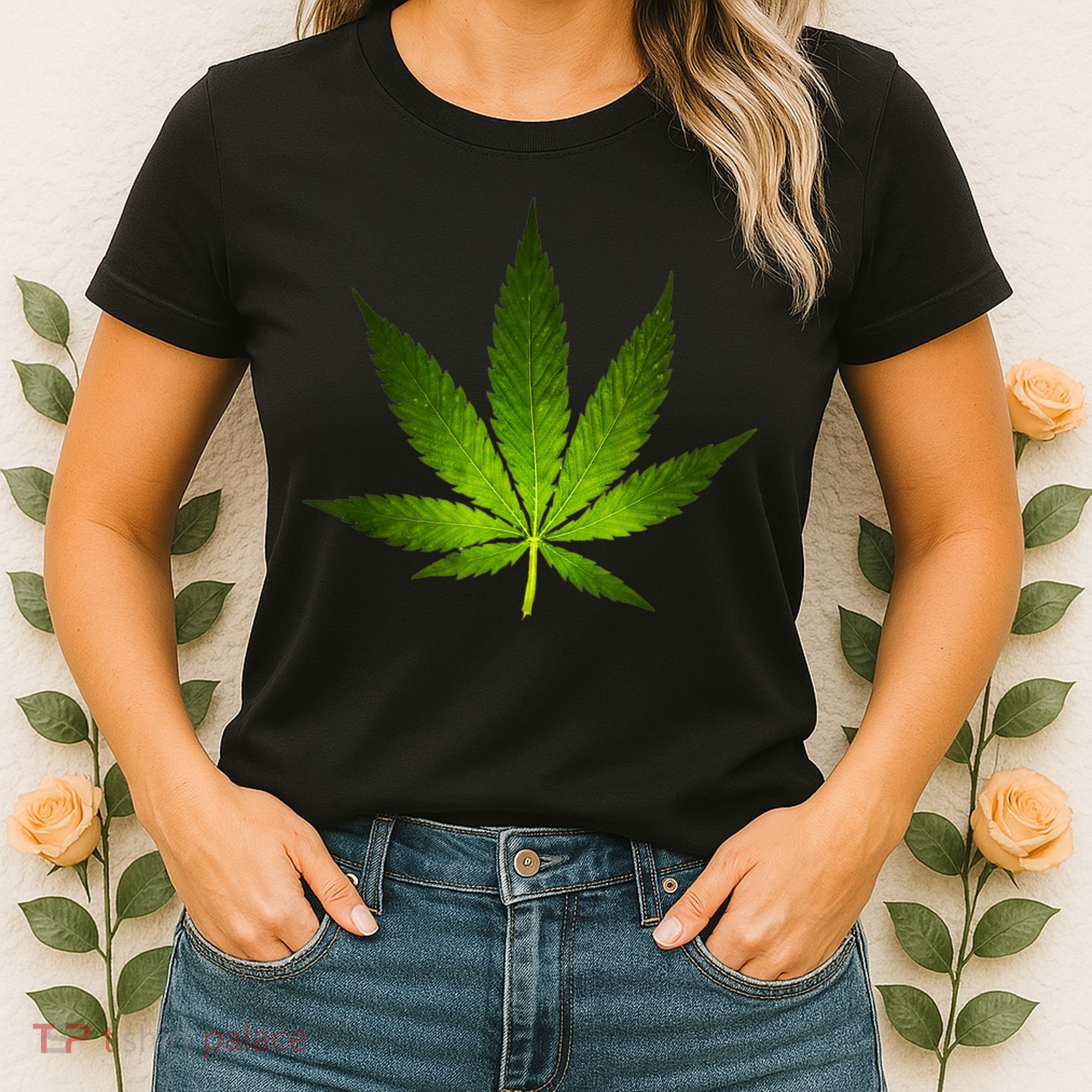 Majestic Weed Cannabis Plant Leaf Silhouette Women's T-Shirt