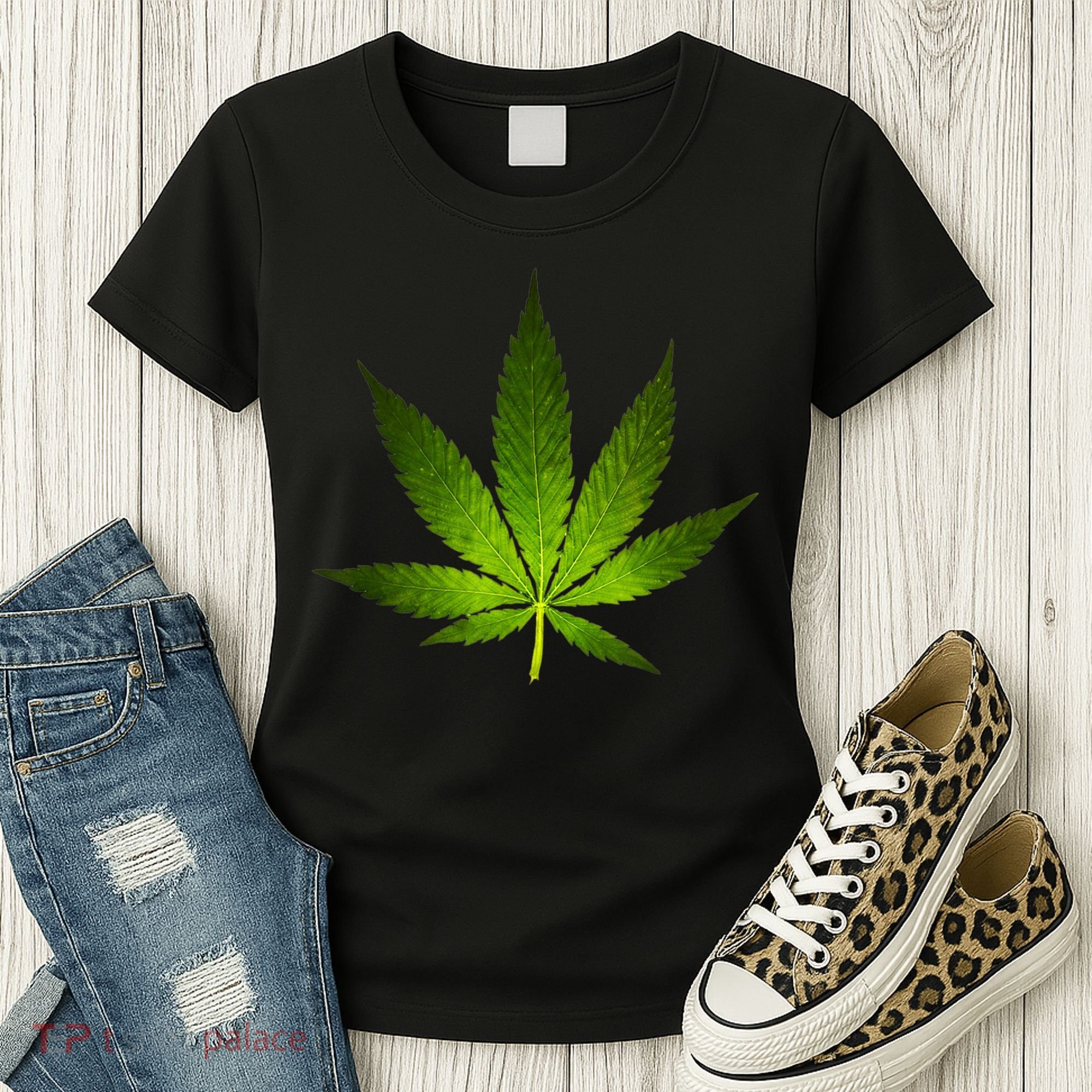 Majestic Weed Cannabis Plant Leaf Silhouette Women's T-Shirt