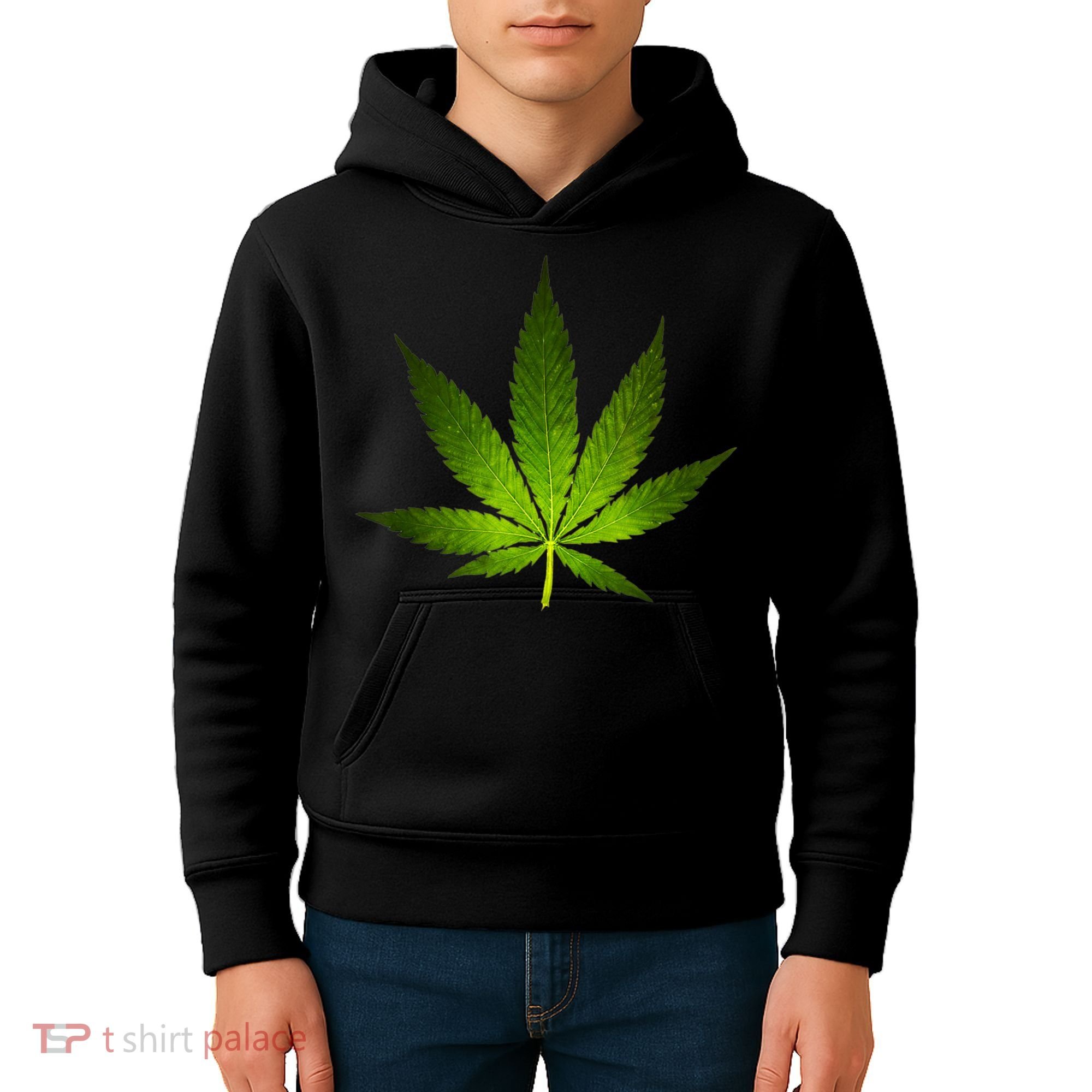 Majestic Weed Cannabis Plant Leaf Silhouette Kids Hoodie