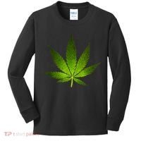 Majestic Weed Cannabis Plant Leaf Silhouette Kids Long Sleeve Shirt thumb 0