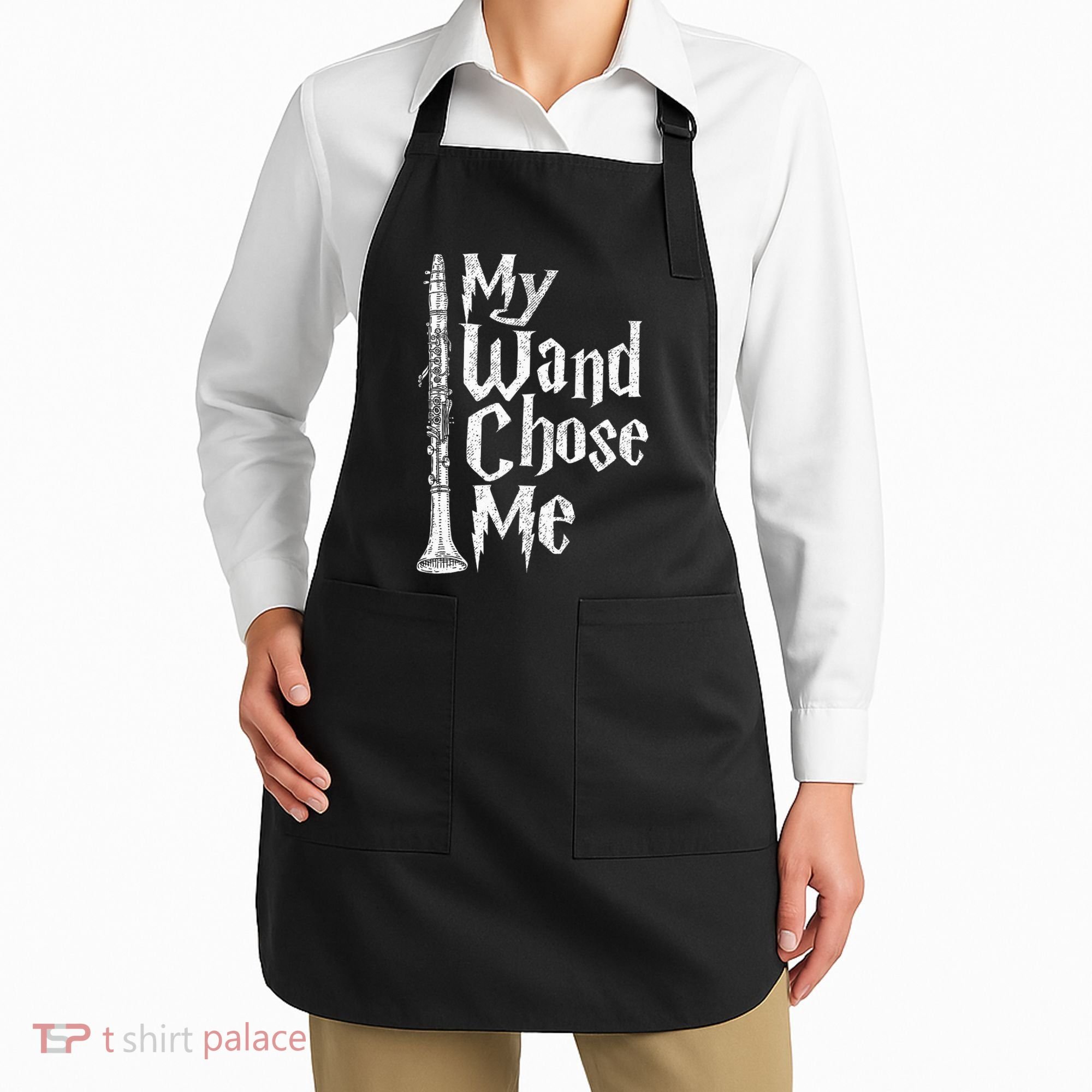 My Wand Chose Me Clarinet Player Clarinetist Music Lover Apron