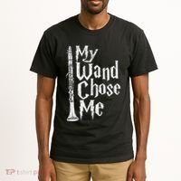 My Wand Chose Me Clarinet Player Clarinetist Music Lover Tall T-Shirt thumb 2