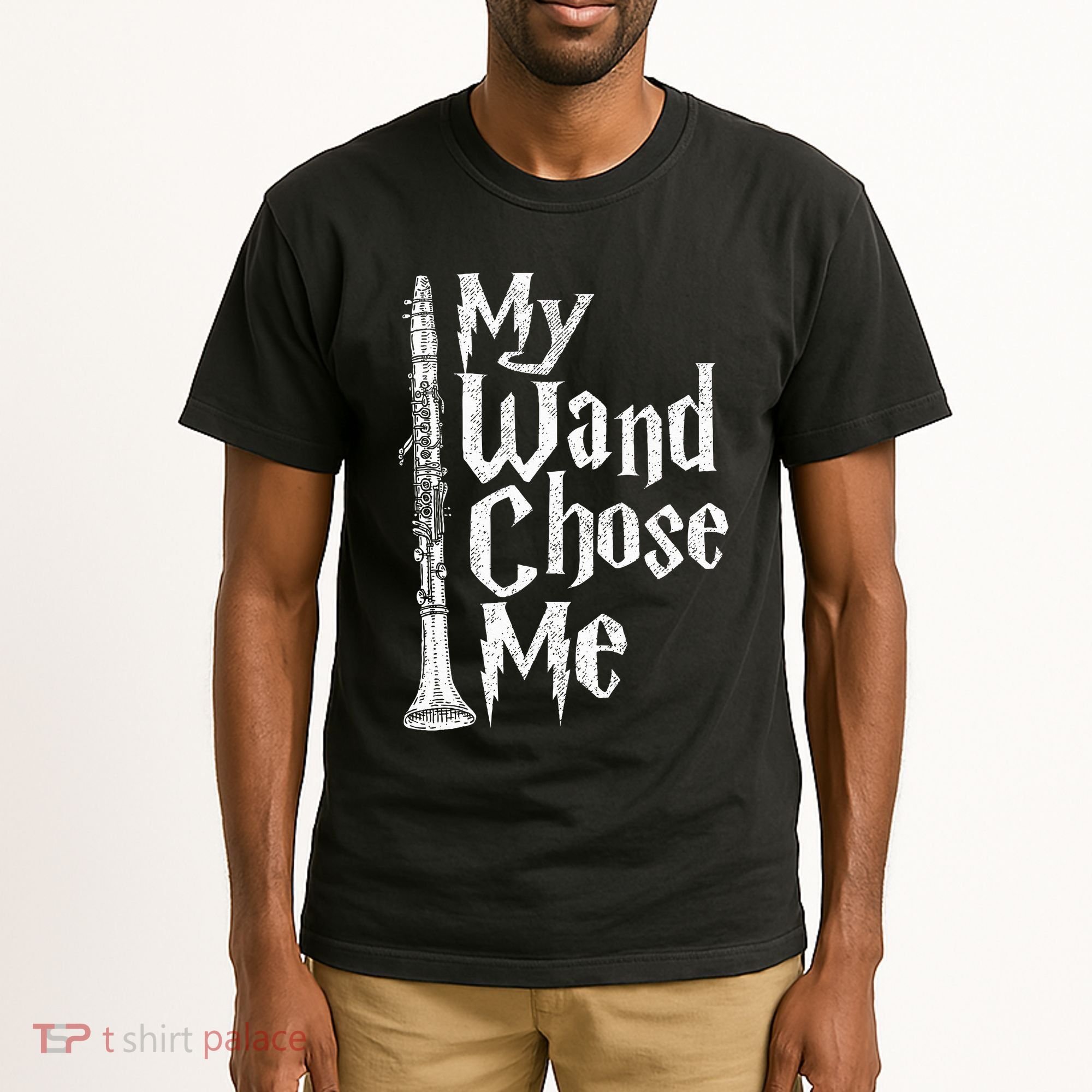 My Wand Chose Me Clarinet Player Clarinetist Music Lover Tall T-Shirt