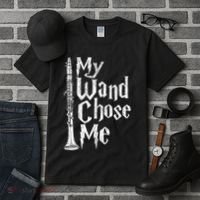 My Wand Chose Me Clarinet Player Clarinetist Music Lover Tall T-Shirt thumb 3