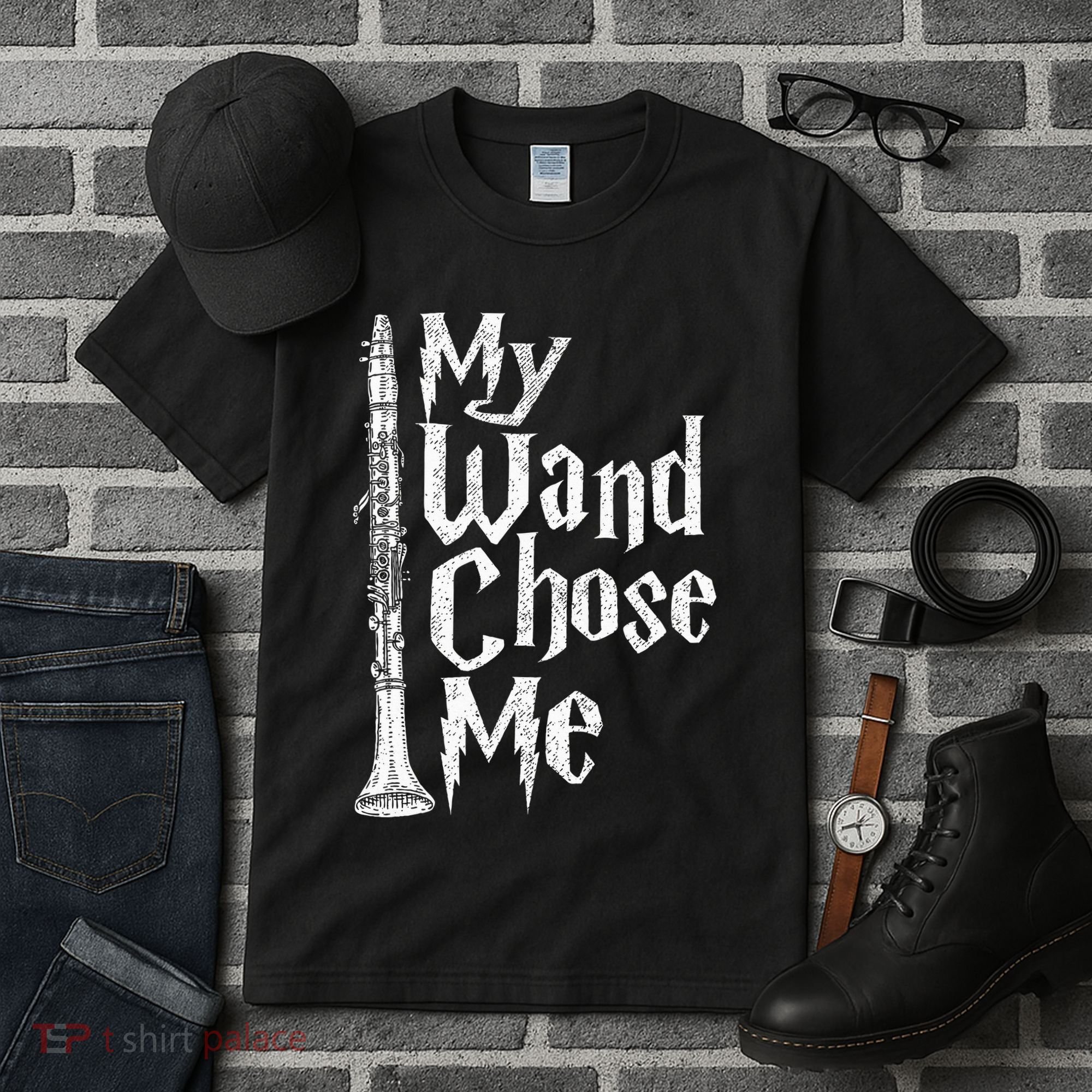 My Wand Chose Me Clarinet Player Clarinetist Music Lover Tall T-Shirt