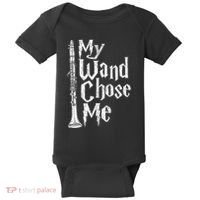 My Wand Chose Me Clarinet Player Clarinetist Music Lover Baby Bodysuit thumb 0