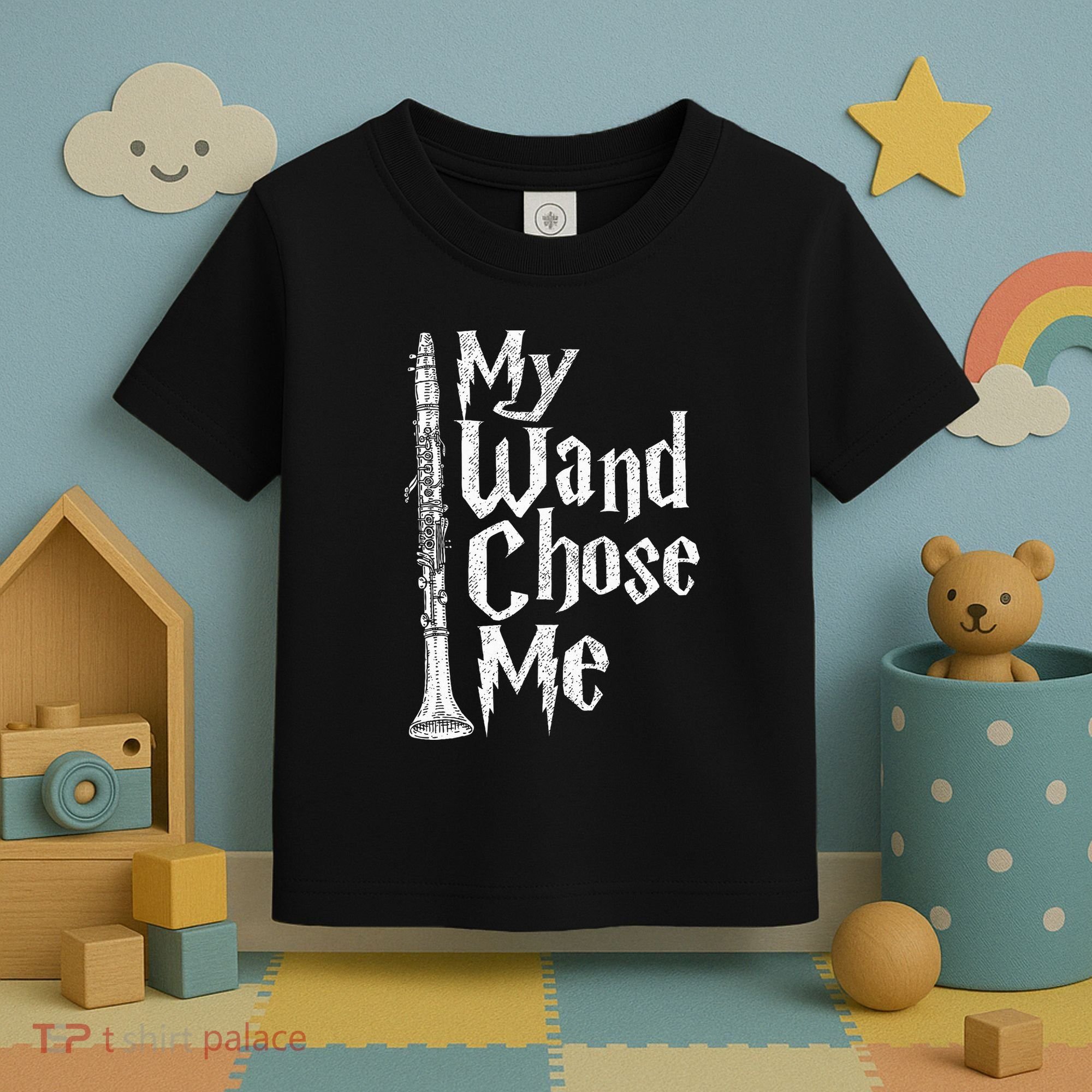 My Wand Chose Me Clarinet Player Clarinetist Music Lover Toddler T-Shirt