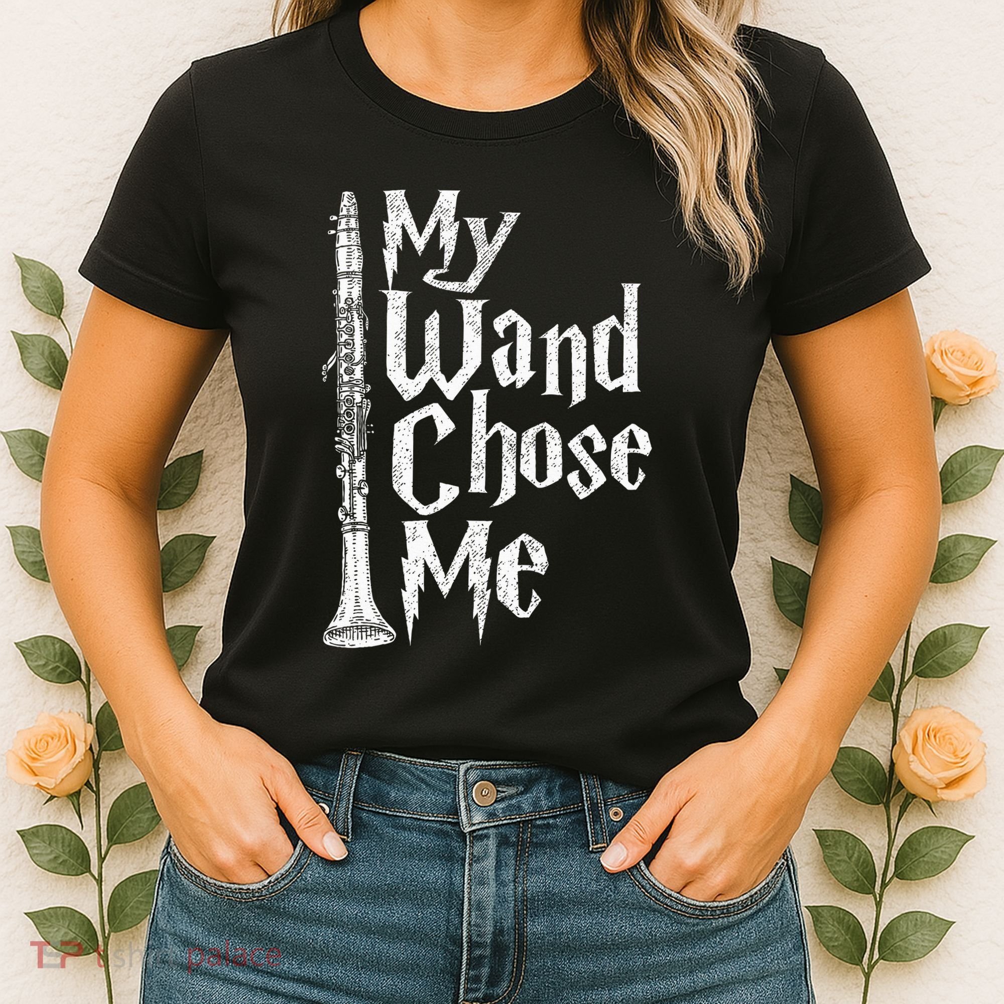 My Wand Chose Me Clarinet Player Clarinetist Music Lover Women's T-Shirt