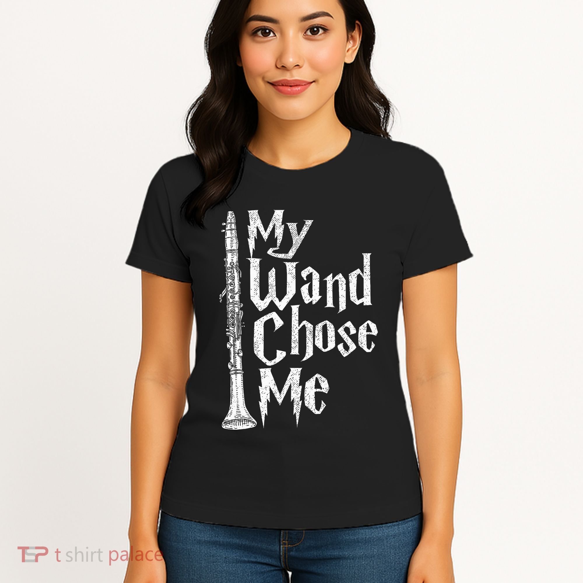My Wand Chose Me Clarinet Player Clarinetist Music Lover Women's T-Shirt