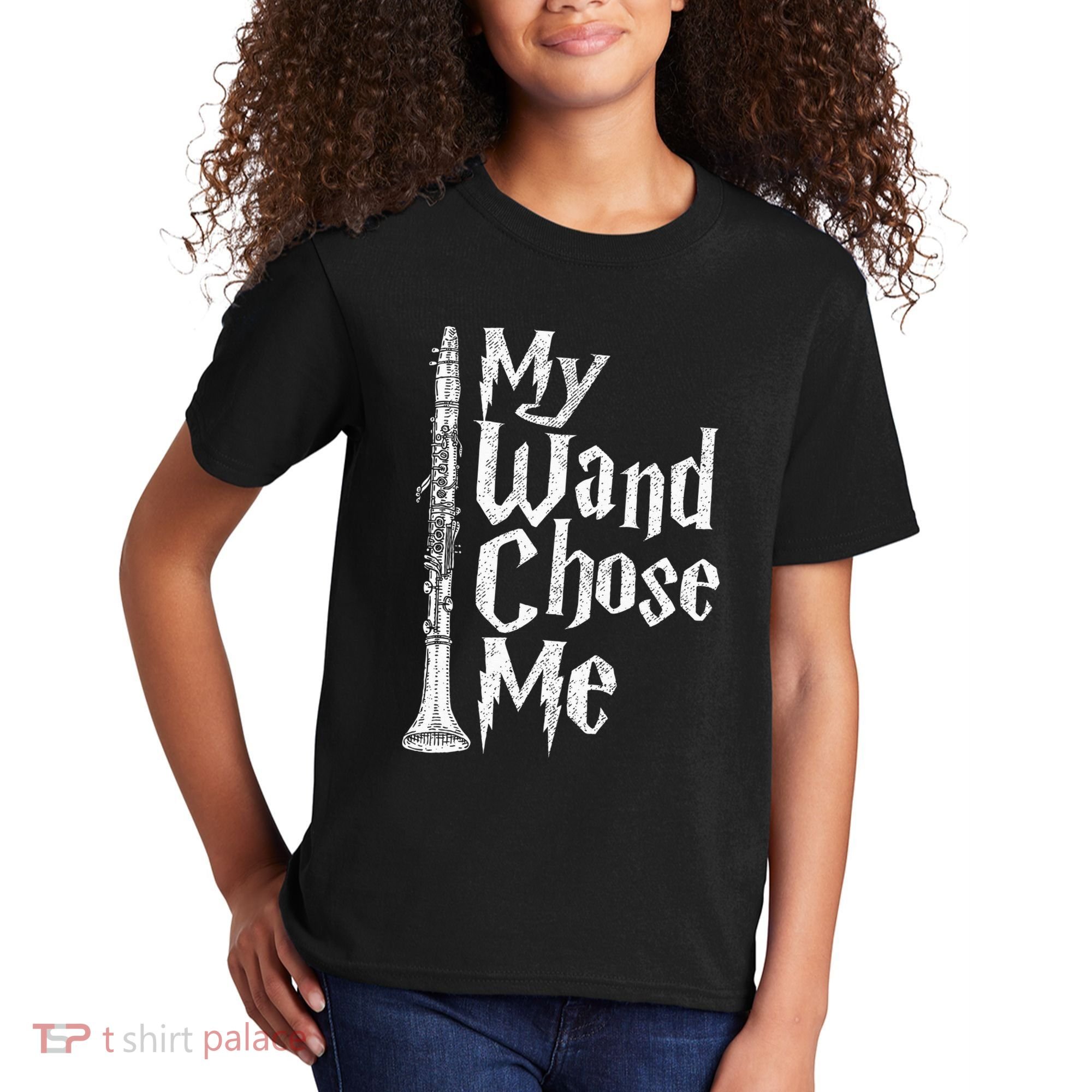 My Wand Chose Me Clarinet Player Clarinetist Music Lover Kids T-Shirt