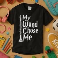 My Wand Chose Me Clarinet Player Clarinetist Music Lover Kids T-Shirt thumb 3