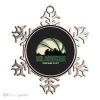 Milwaukee Wisconsin Cream City Skyline Retro Basketball Ornament thumb 0