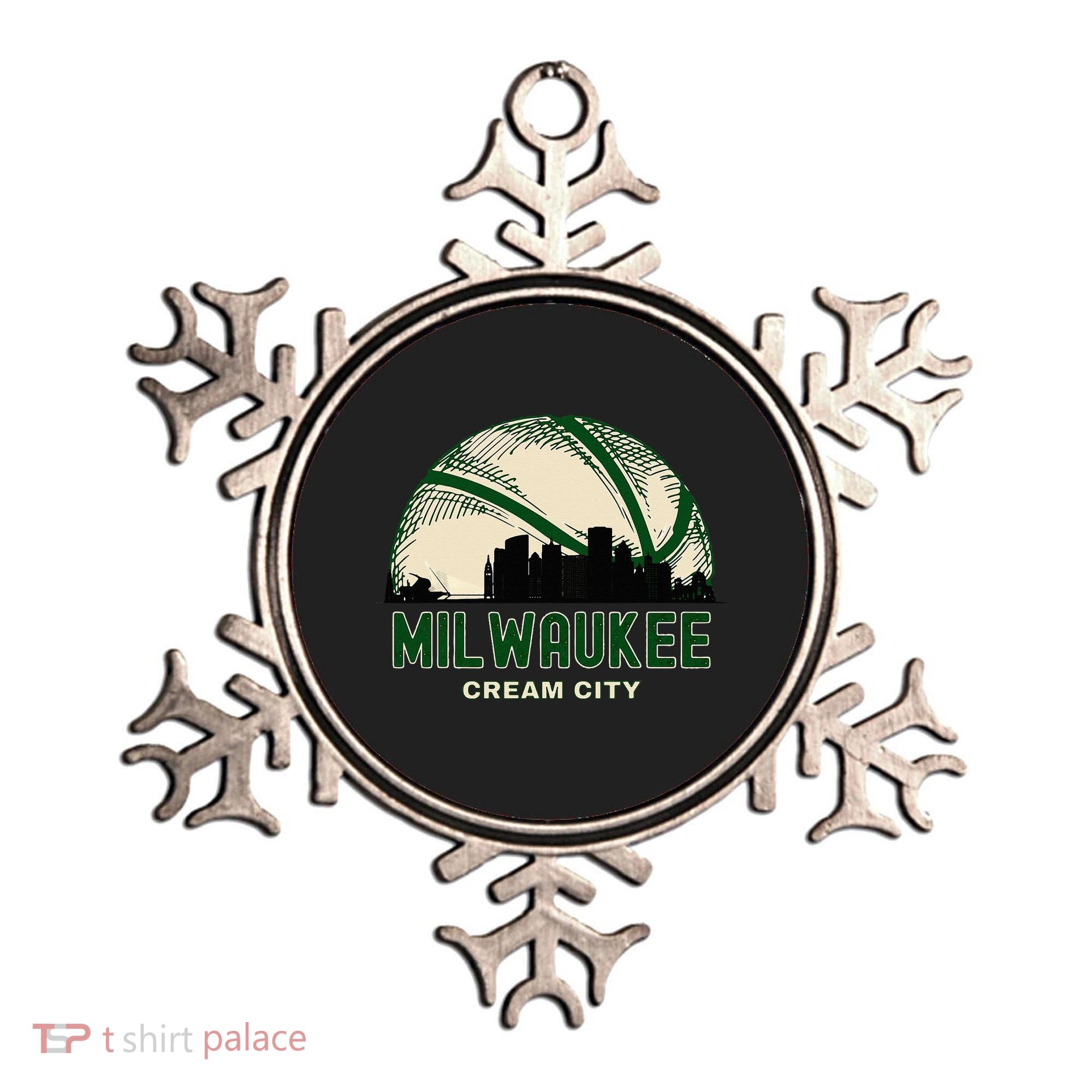 Milwaukee Wisconsin Cream City Skyline Retro Basketball Ornament