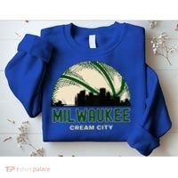 Milwaukee Wisconsin Cream City Skyline Retro Basketball Sweatshirt thumb 2