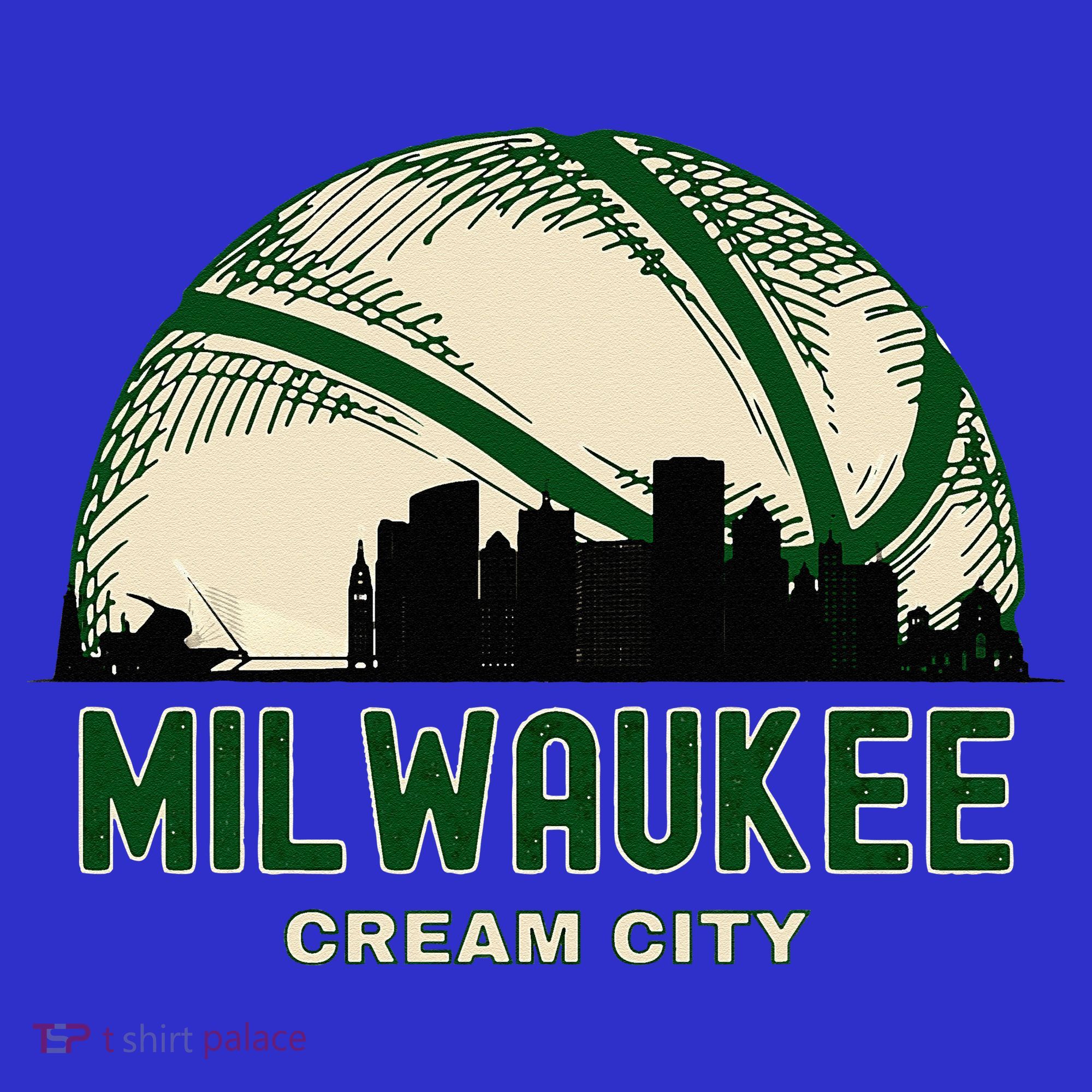 Milwaukee Wisconsin Cream City Skyline Retro Basketball T-Shirt