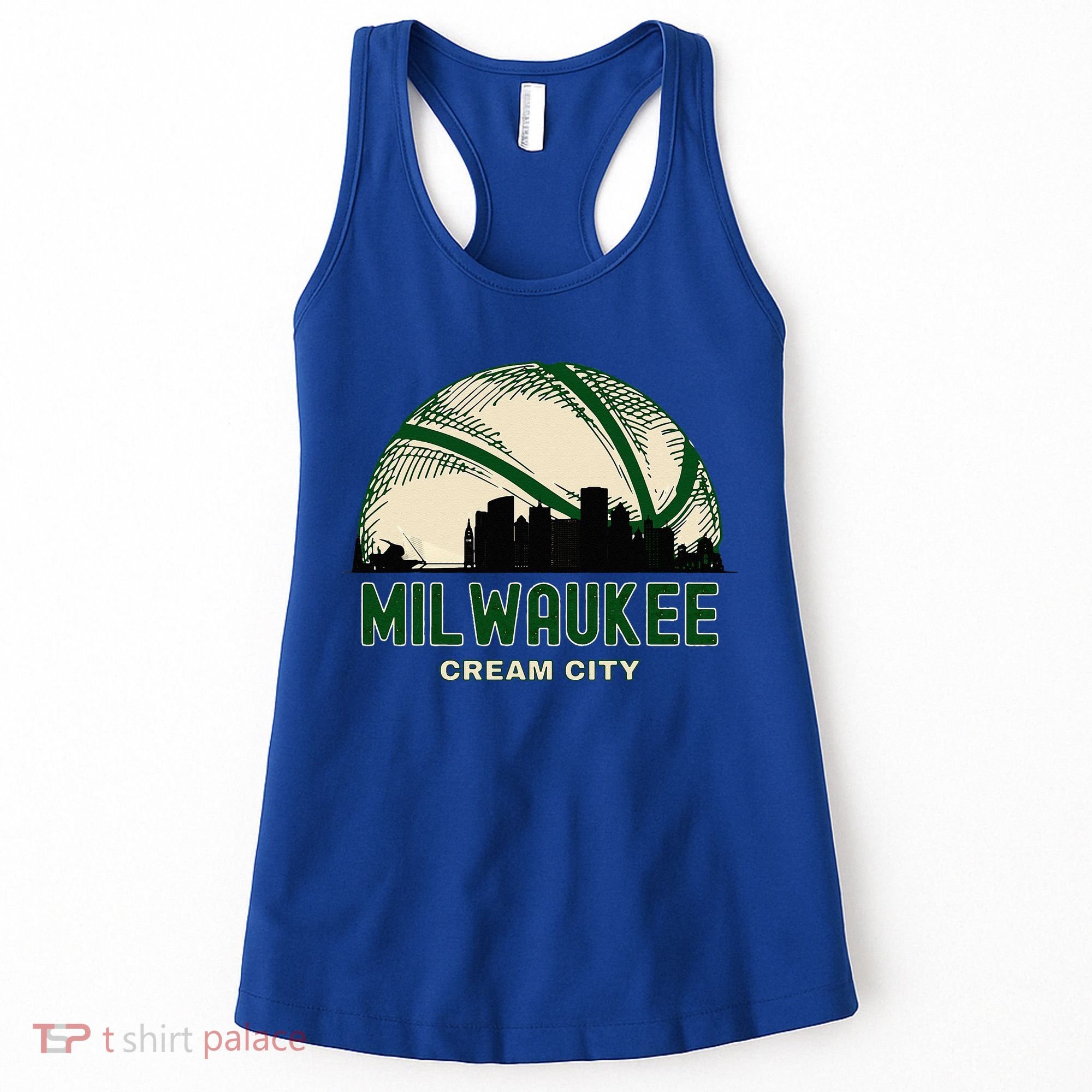 Milwaukee Wisconsin Cream City Skyline Retro Basketball Women's Tank Top
