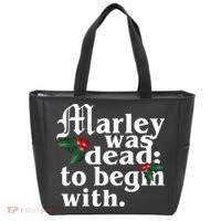 Marley Was Dead To Begin With Mistletoe Christmas Tote Bag thumb 0
