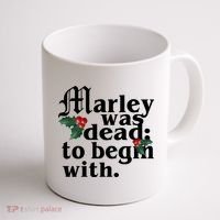 Marley Was Dead To Begin With Mistletoe Christmas Coffee Mug thumb 1