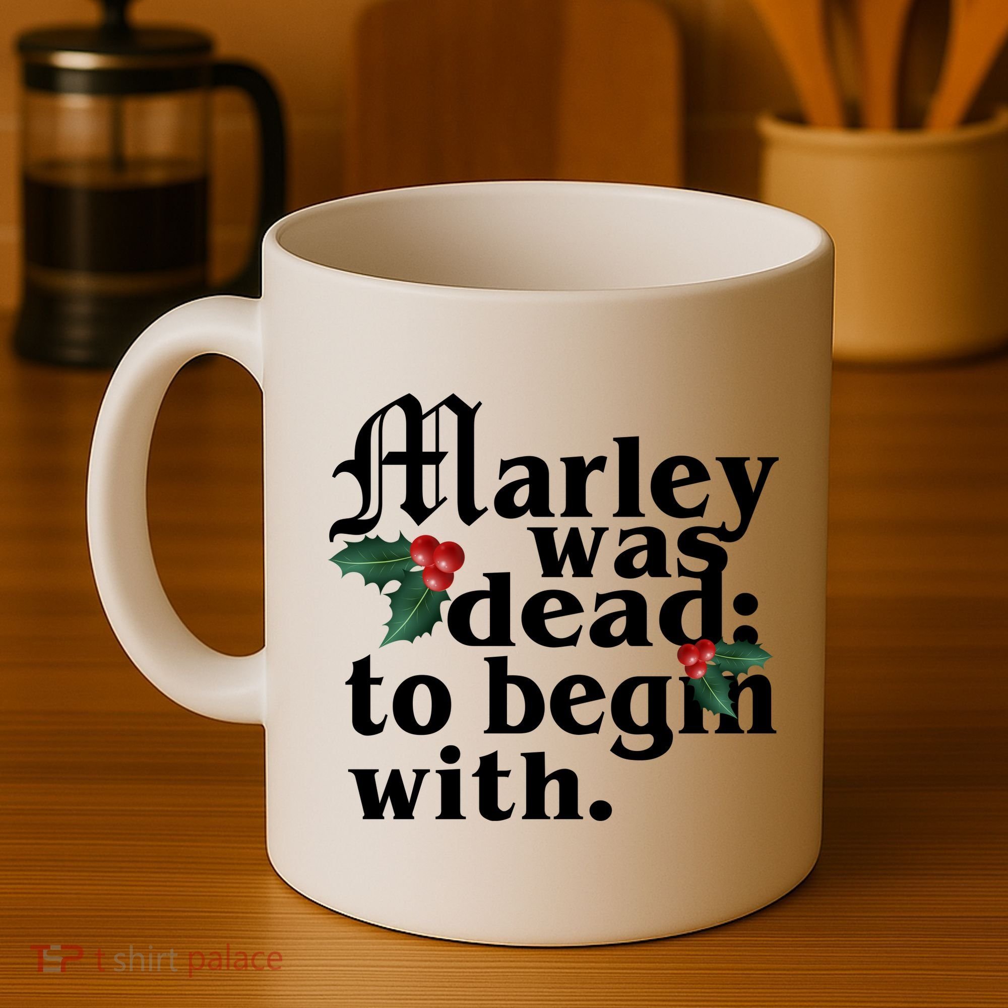 Marley Was Dead To Begin With Mistletoe Christmas Coffee Mug