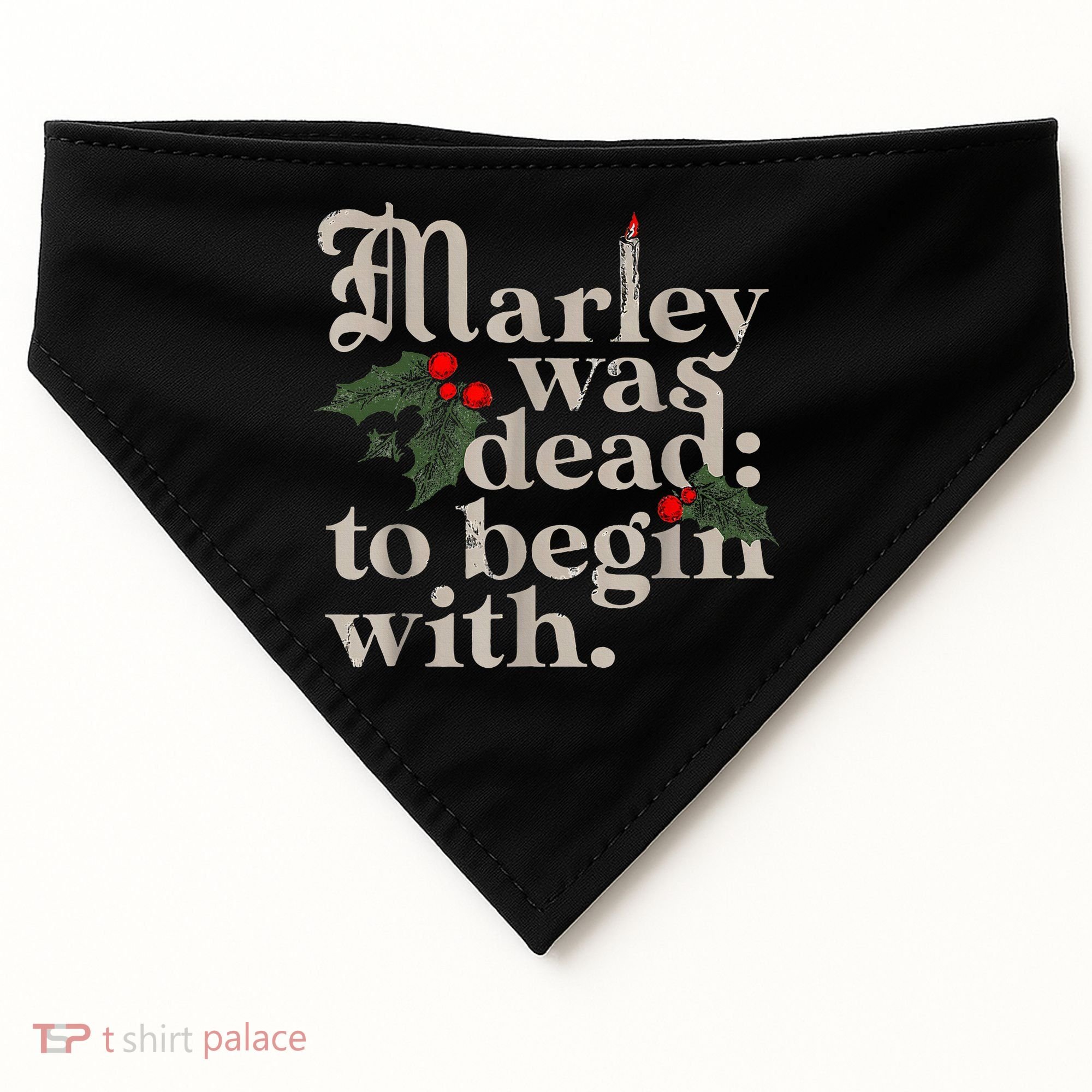 Marley Was Dead To Begin With Funny Novelty Christmas USA-Made Doggie Bandana