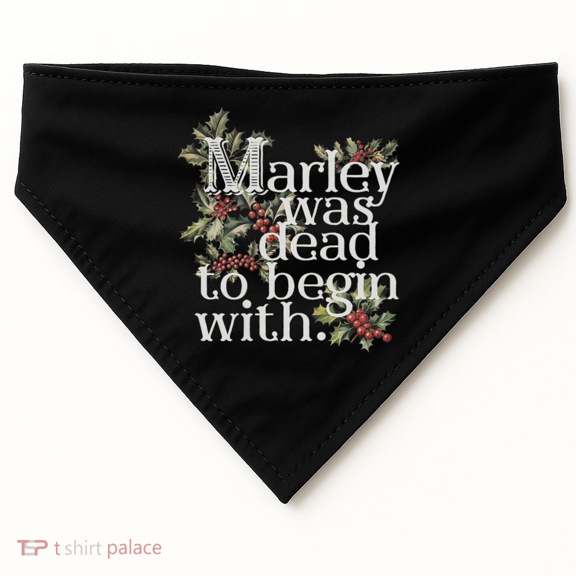Marley Was Dead: To Begin With Funny Novelty Christmas USA-Made Doggie Bandana