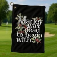 Marley Was Dead: To Begin With Funny Novelty Christmas Golf Towel thumb 1