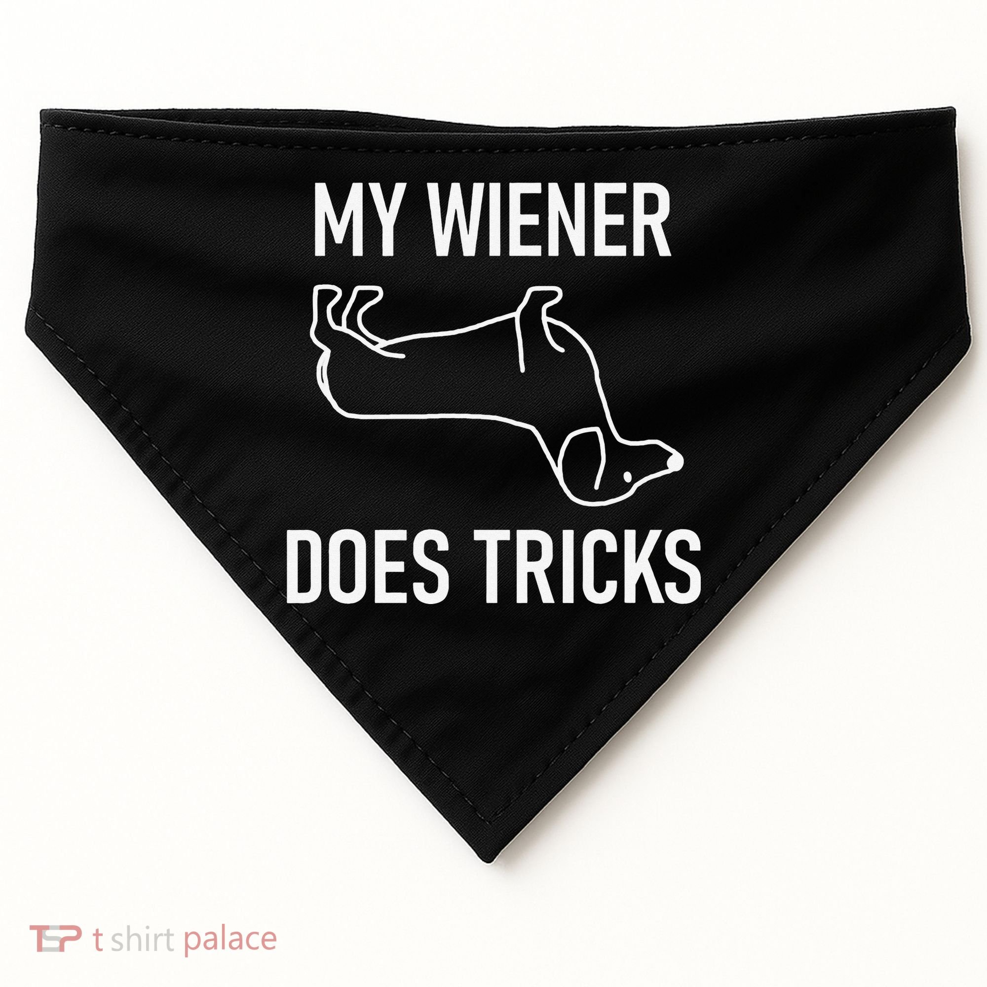 My Wiener Does Tricks Dachshund Funny Jokes Sarcastic USA-Made Doggie Bandana