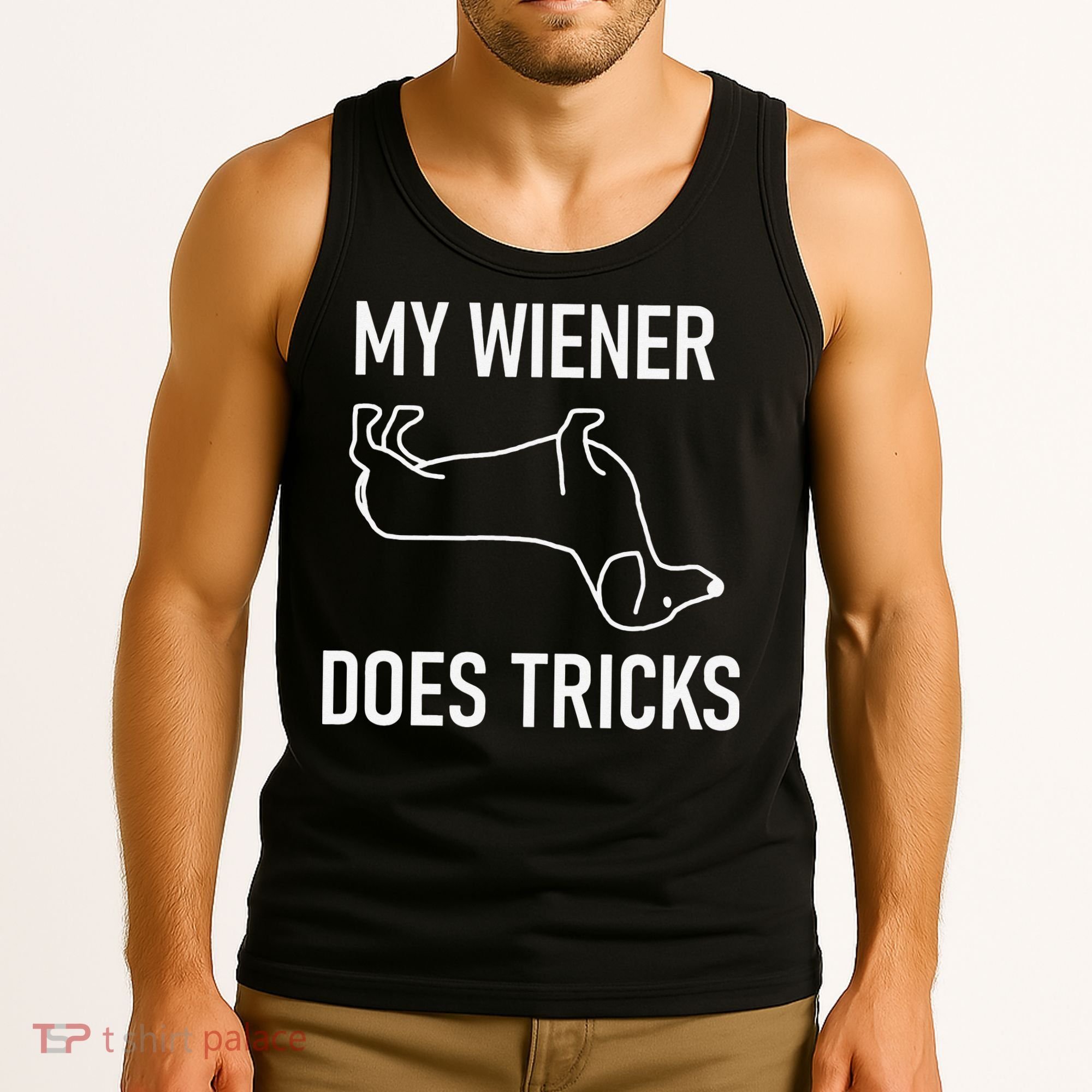 My Wiener Does Tricks Dachshund Funny Jokes Sarcastic Tank Top