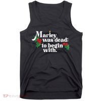 Marley Was Dead To Begin With Charles Dickens Christmas Tank Top thumb 0