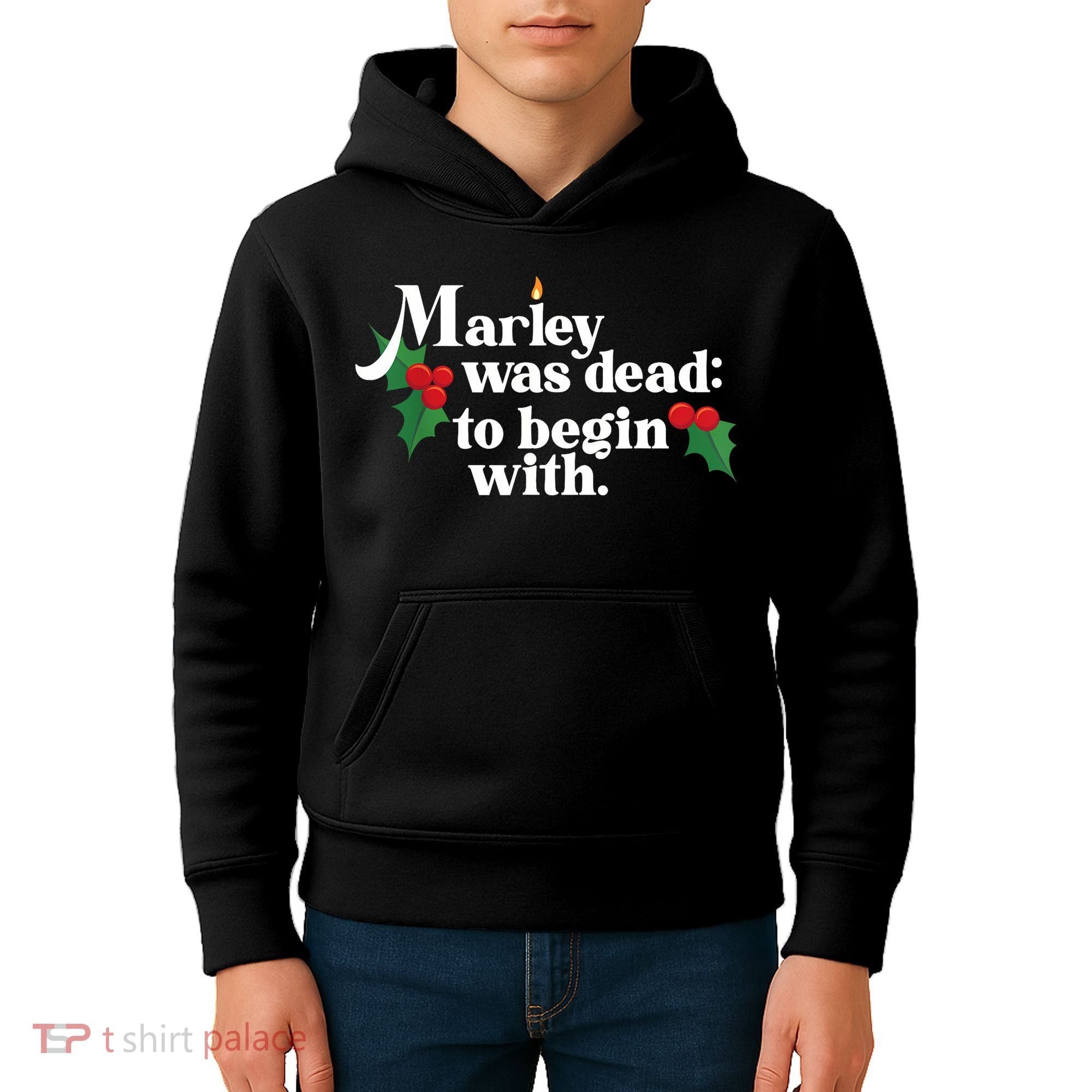 Marley Was Dead To Begin With Charles Dickens Christmas Kids Hoodie
