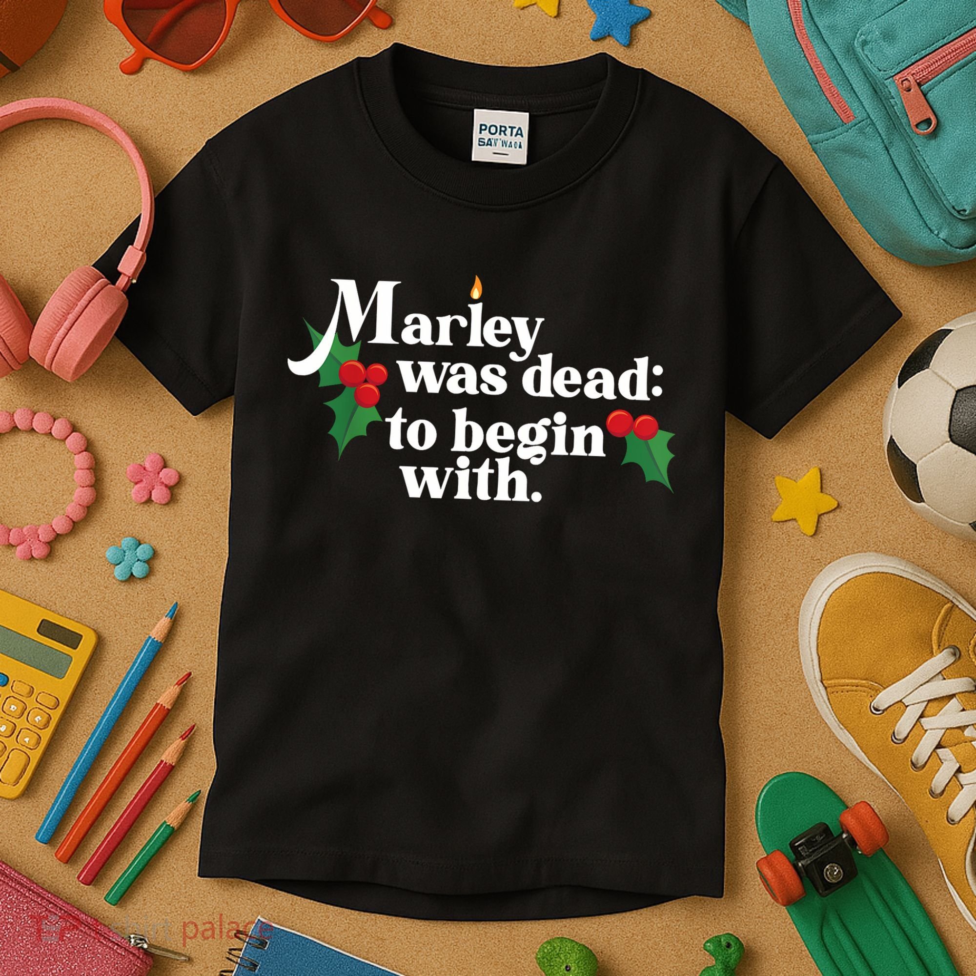 Marley Was Dead To Begin With Charles Dickens Christmas Kids T-Shirt
