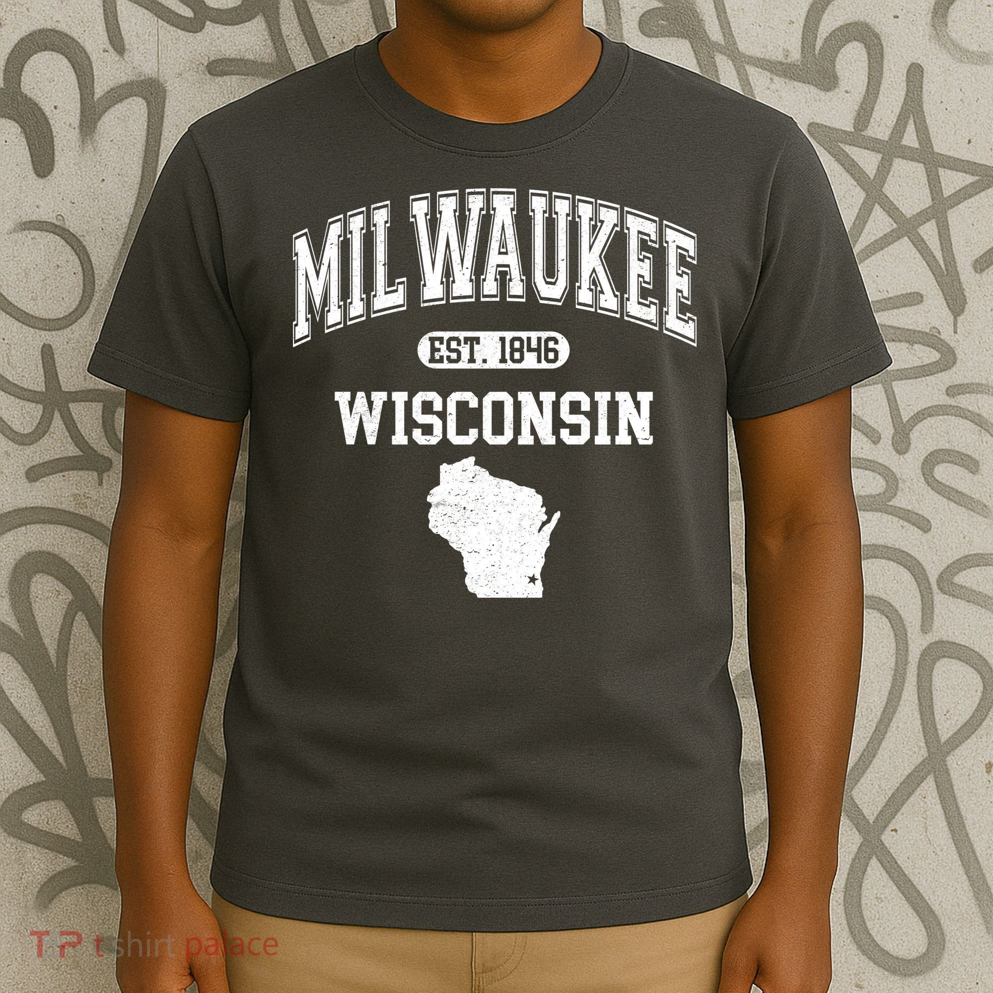 Milwaukee Wisconsin Est 1846 Varsity T-Shirt