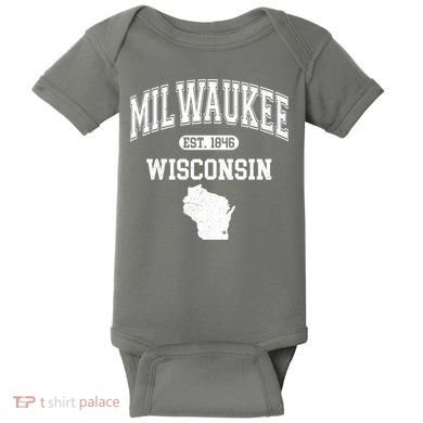 Milwaukee Wisconsin Est 1846 Varsity Baby Bodysuit