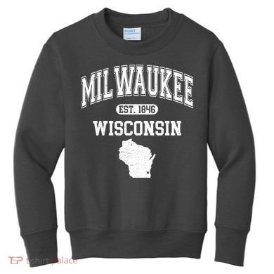 Milwaukee Wisconsin Est 1846 Varsity Kids Sweatshirt