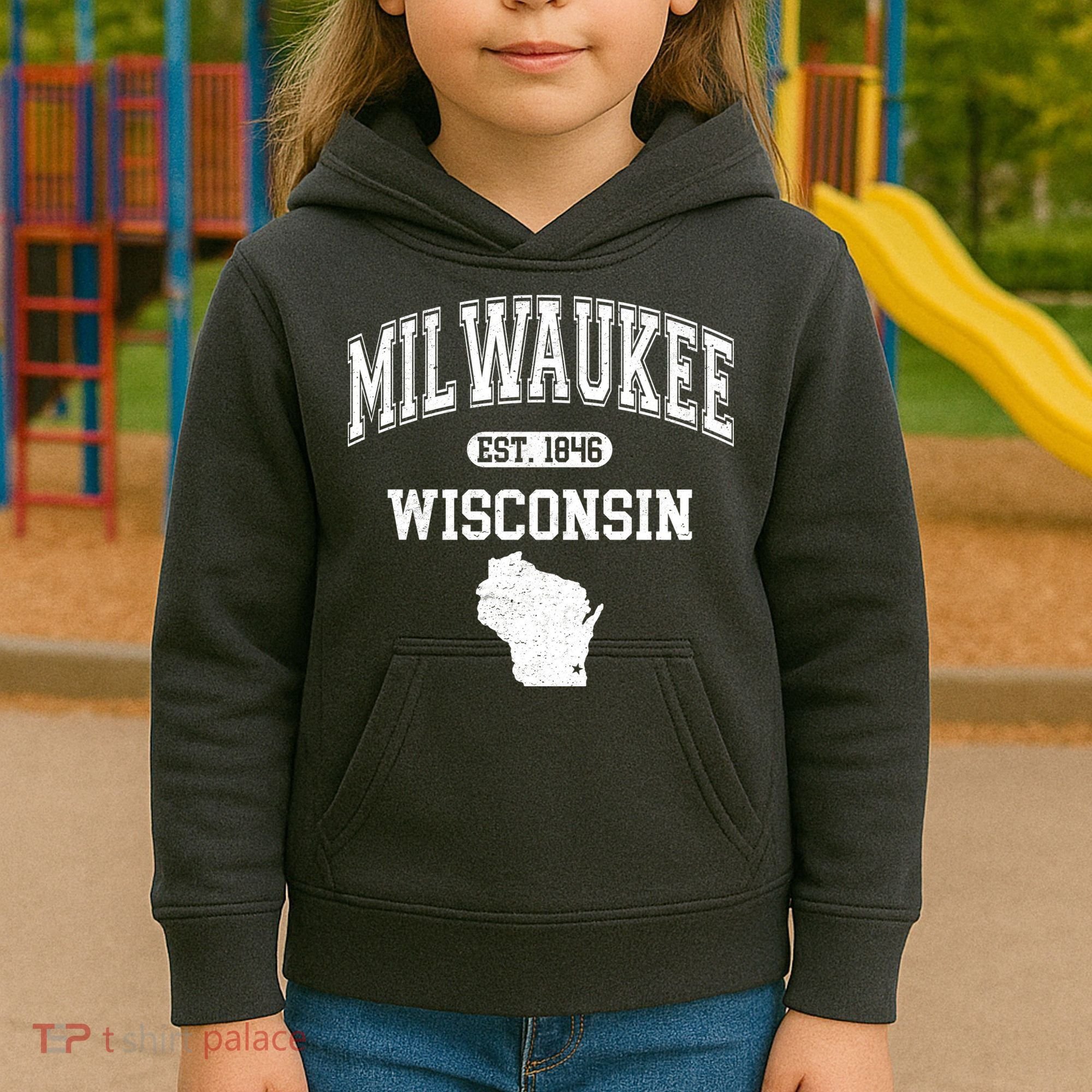 Milwaukee Wisconsin Est 1846 Varsity Kids Hoodie