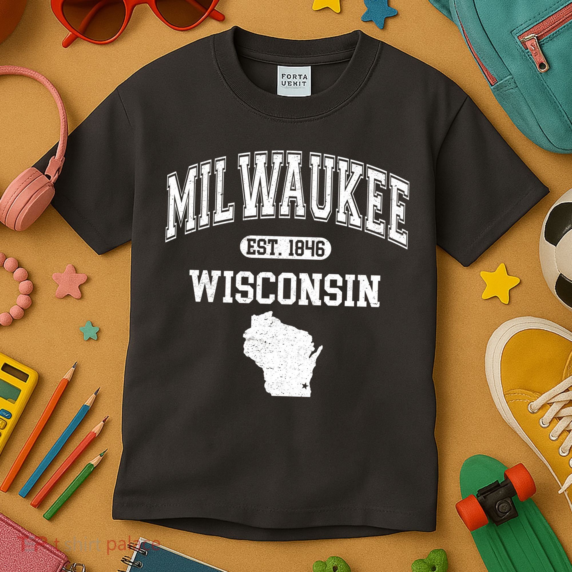 Milwaukee Wisconsin Est 1846 Varsity Kids T-Shirt