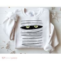 Mummy Wrap Eyes Costume Funny Scary Halloween Sweatshirt thumb 2