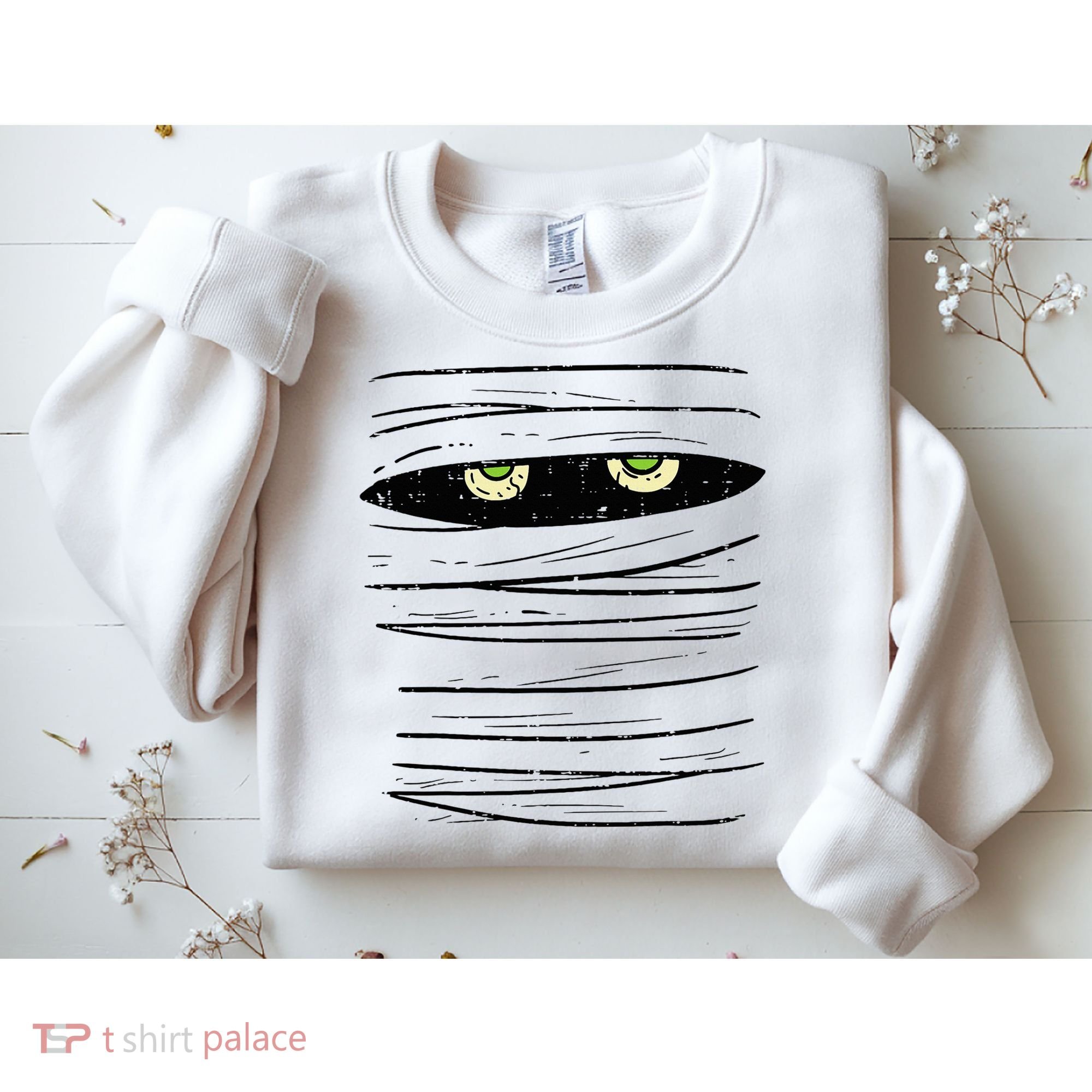 Mummy Wrap Eyes Costume Funny Scary Halloween Sweatshirt