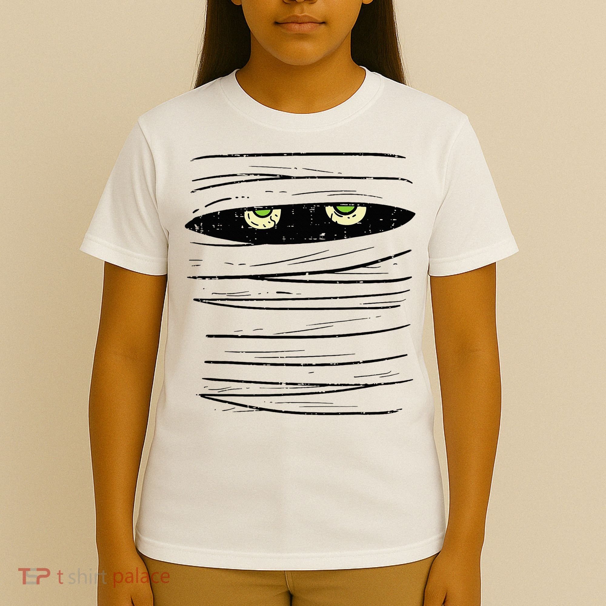 Mummy Wrap Eyes Costume Funny Scary Halloween T-Shirt