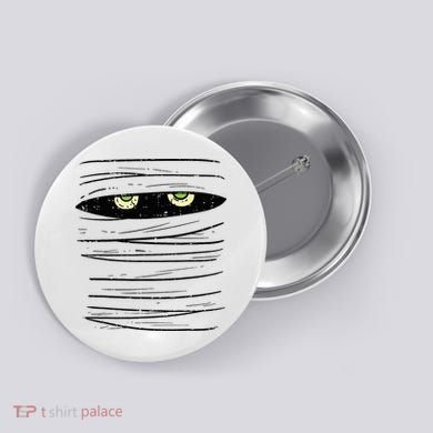 Mummy Wrap Eyes Costume Funny Scary Halloween Button