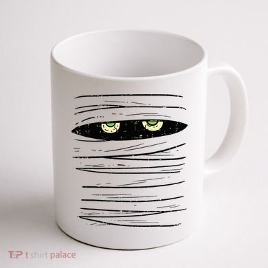 Mummy Wrap Eyes Costume Funny Scary Halloween Coffee Mug back
