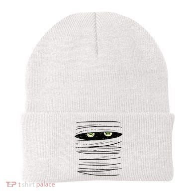 Mummy Wrap Eyes Costume Funny Scary Halloween Beanie